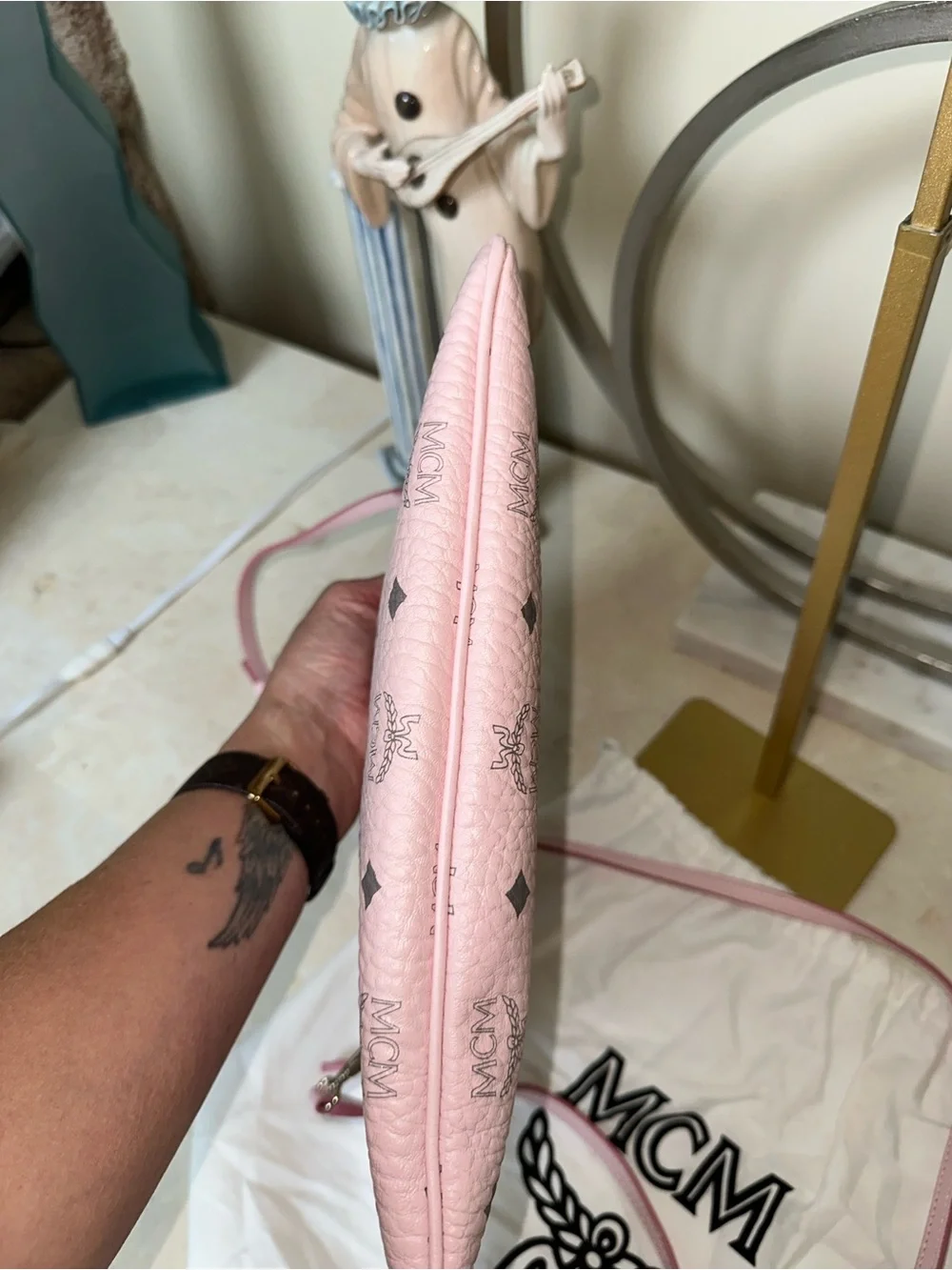 MCM Pink Logo-Print Crossbody Bag - Picture 9 of 13